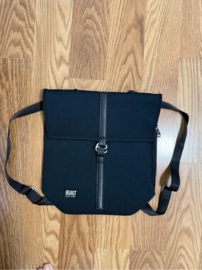BUILT NEW YORK neoprene city backpack w/ inside and outside pockets. Pink inside